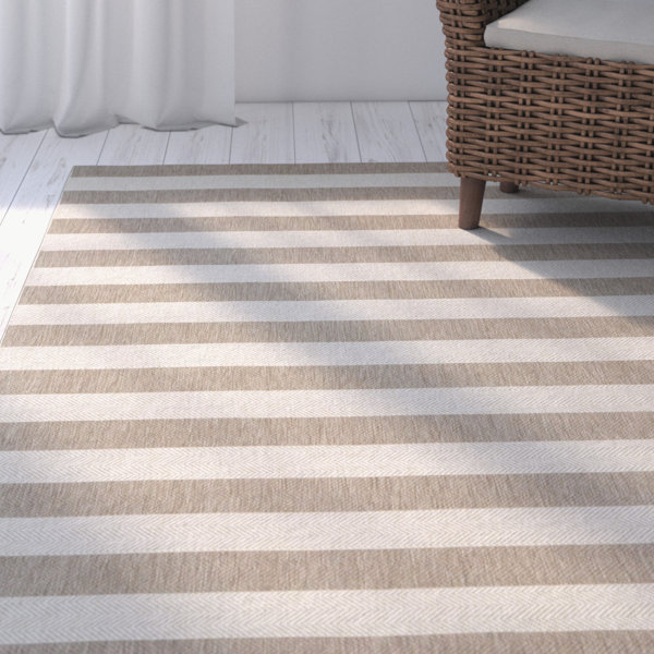 Breakwater Bay Petry Striped Beige Indoor/Outdoor Area Rug & Reviews